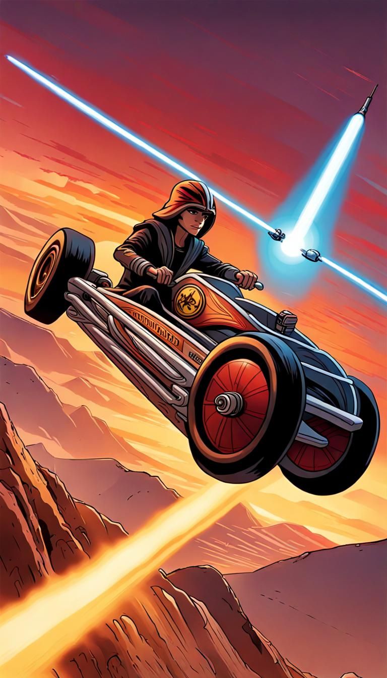 Anakin Skywalker's Dragster Races Under Two Moons