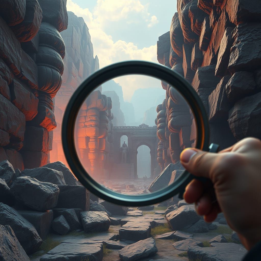 Archaeologist Examines Ruin in Detailed Matte Painting