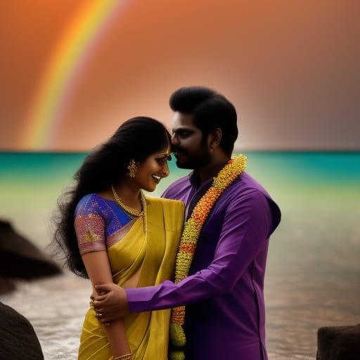 Indian couple getting married in the beach