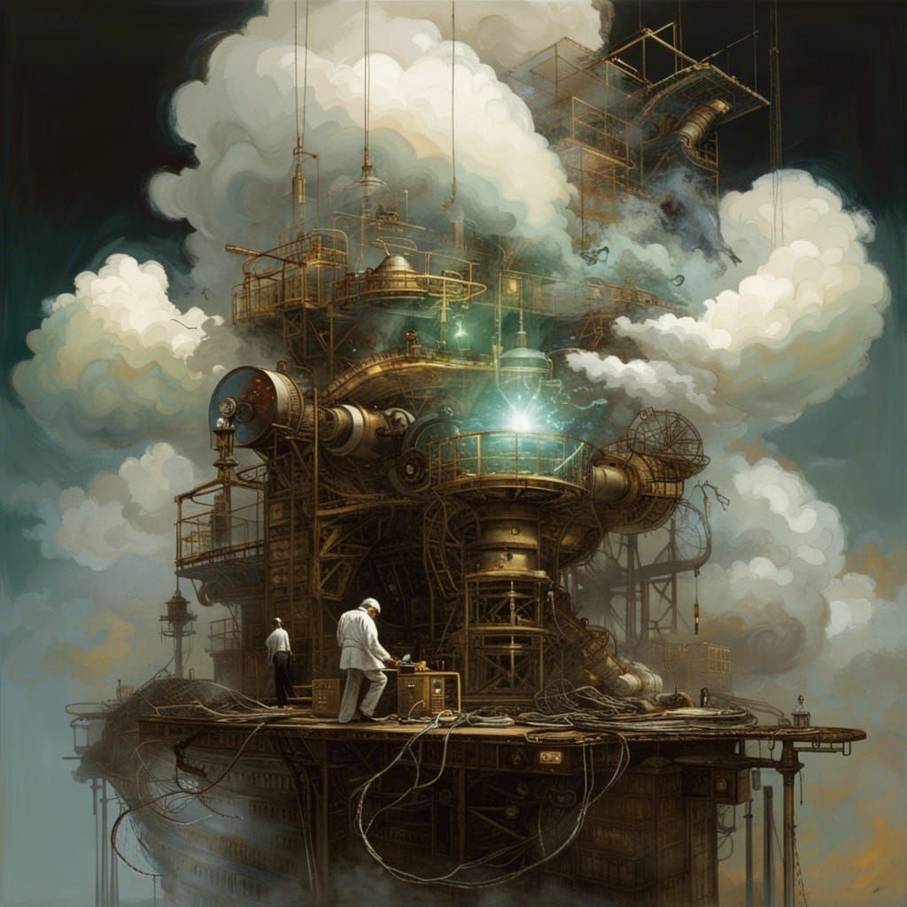 Retro-Futuristic Cloud Machine in Fantasycore Style