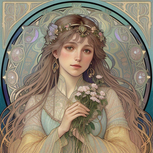 Whimsical Art Nouveau Fantasy Portrait