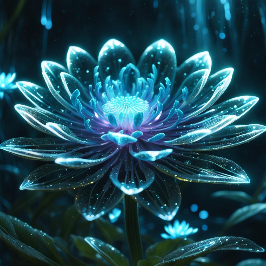 Bioluminescent Alien Flower in Anime Art Style