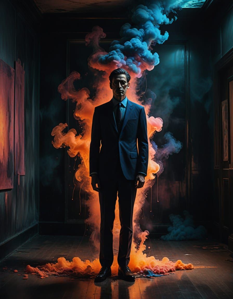 Surrealist Figure in Moody, Monochromatic Haze