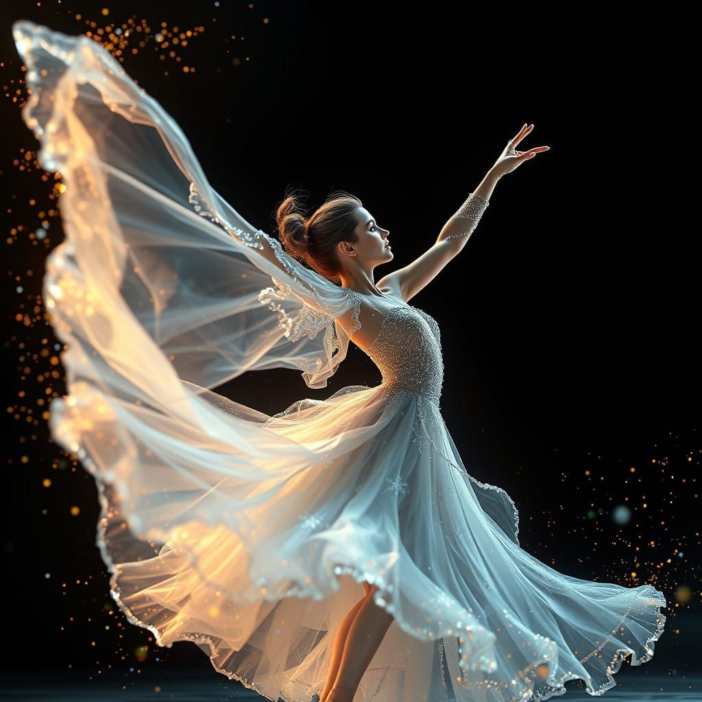 Ethereal Ice Dancer in Radiant Gown