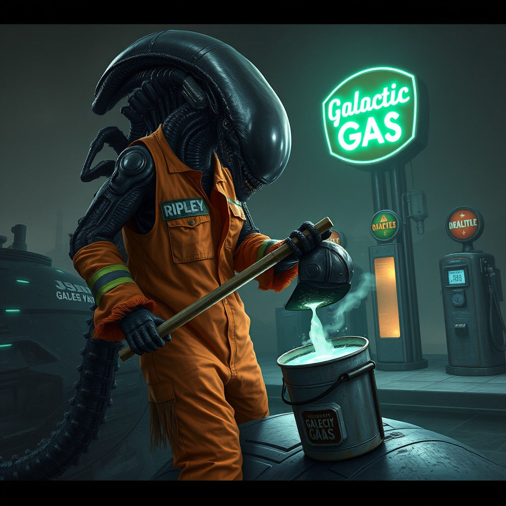 Xenomorph Sweeping Spacecraft in Dystopian Setting