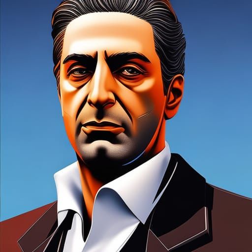Hyperrealistic Portrait of Michael Corleone in Splash Art