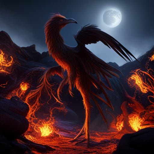 Detailed Black Phoenix Fantasy Concept Art