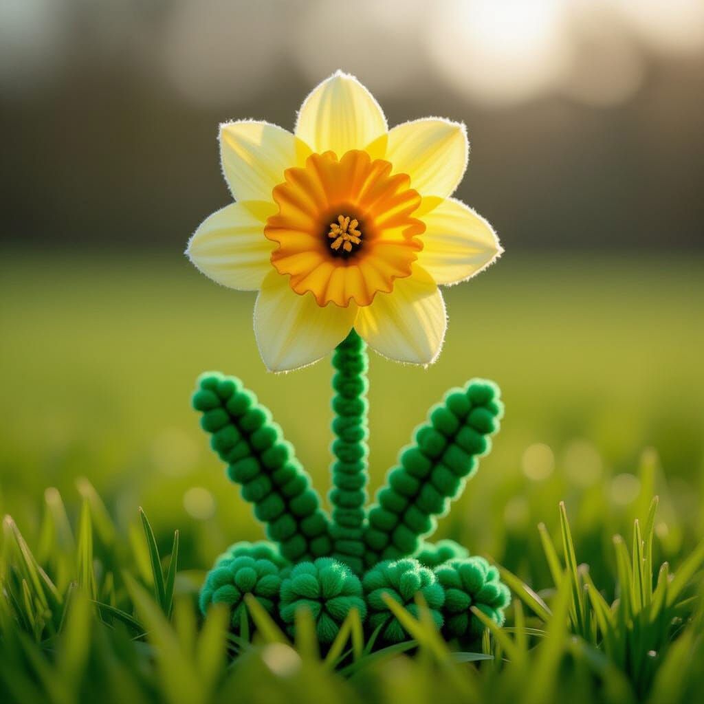 Pom Pom Daffodil in Green Field