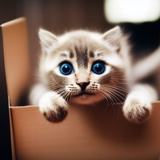 Cute Kitten in a Box: Professional Photography