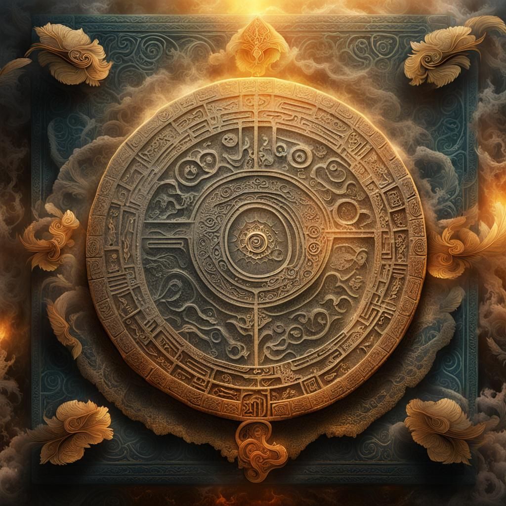 Ancient Stone Tablet with Glowing Number 37