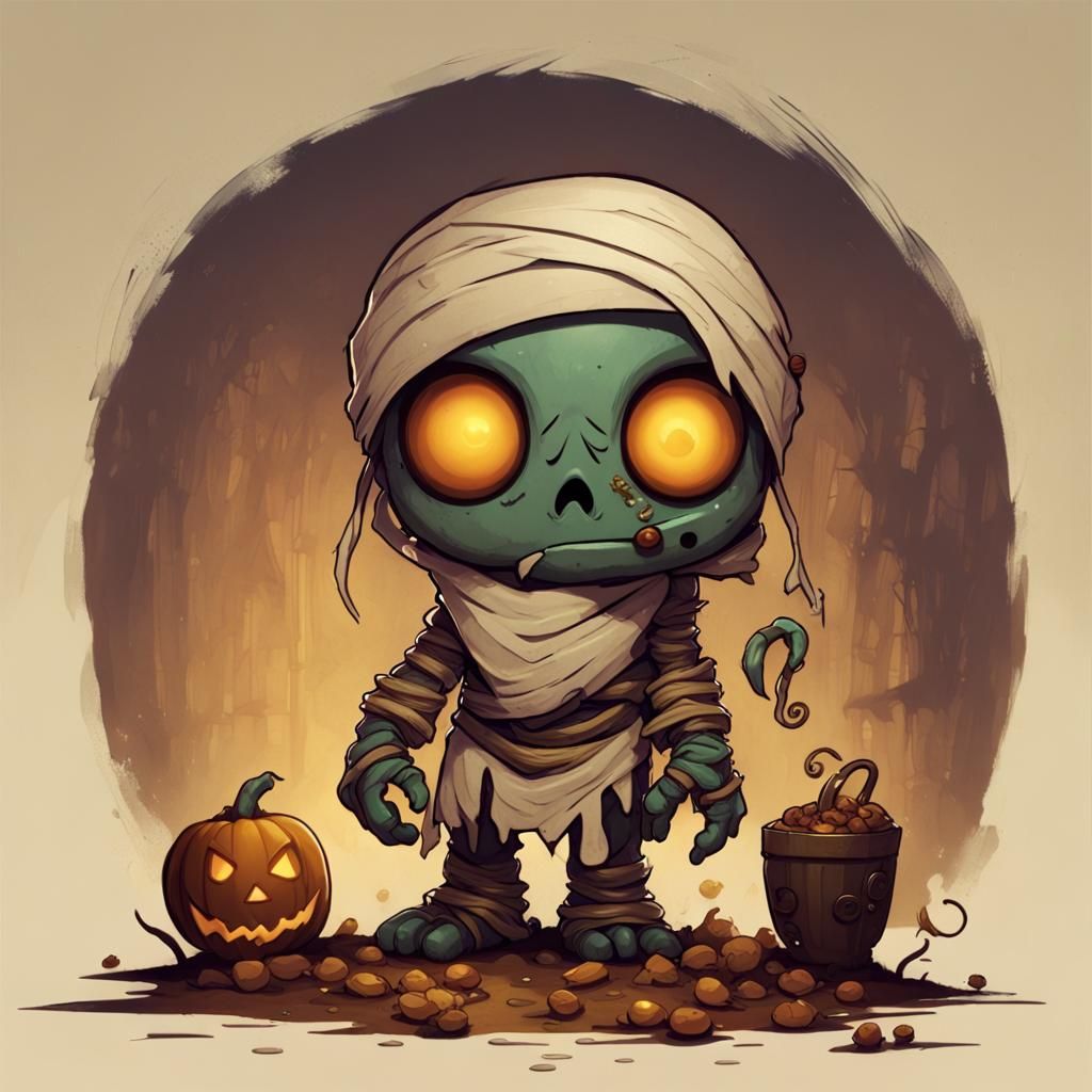 Amumu Mummy LoL Character Art in Expressionist Style
