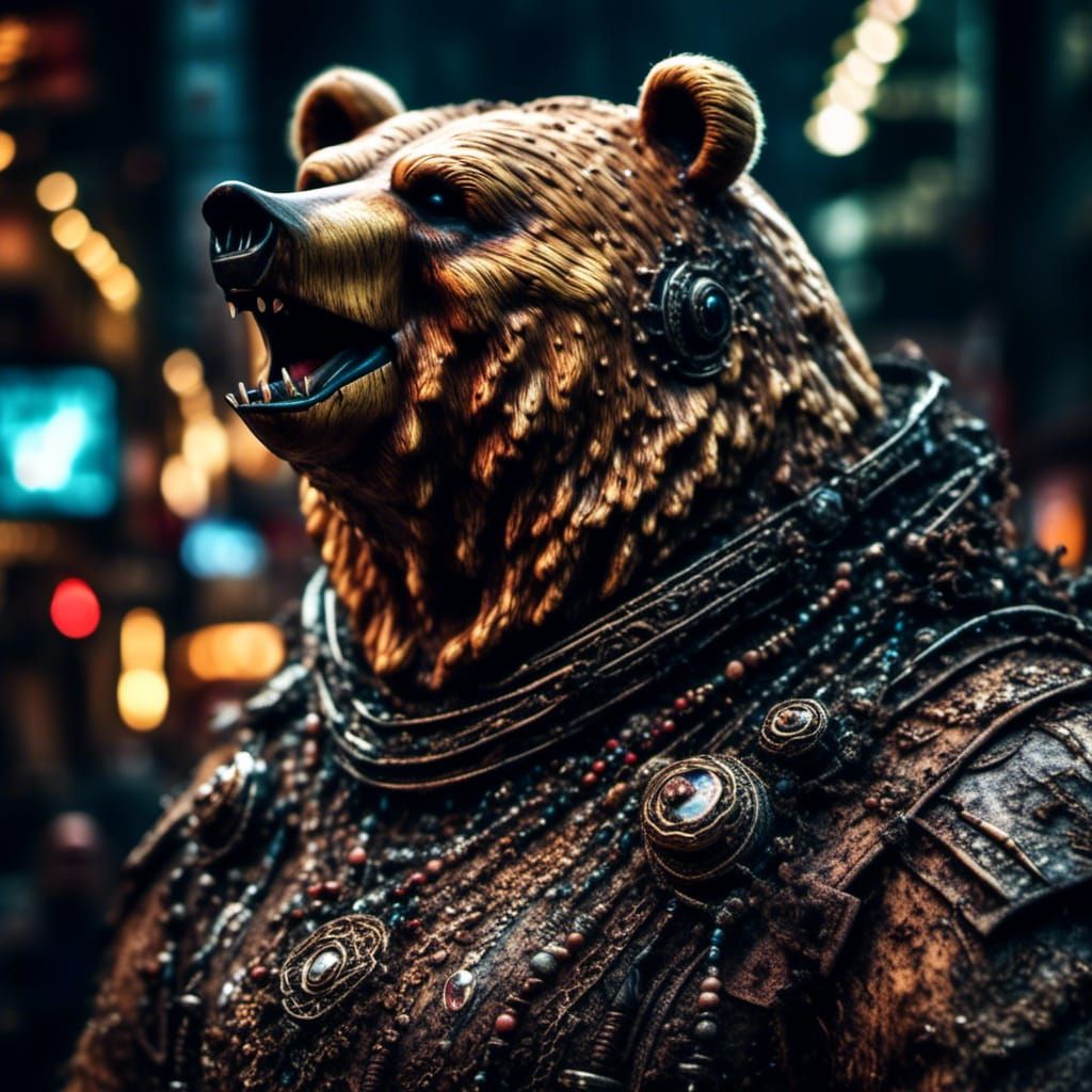 Hyperrealistic Portrait of a Happy Obese Bear