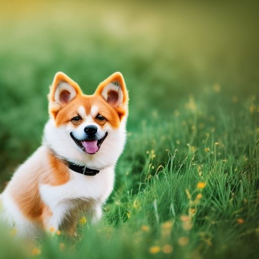 Corgi Dog Portrait in Grassy Yard, Professional Photography