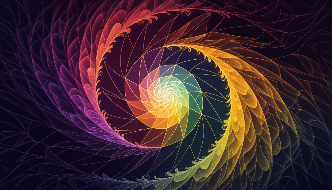 Vibrant Color Vortex in Dark Fantasy Landscape