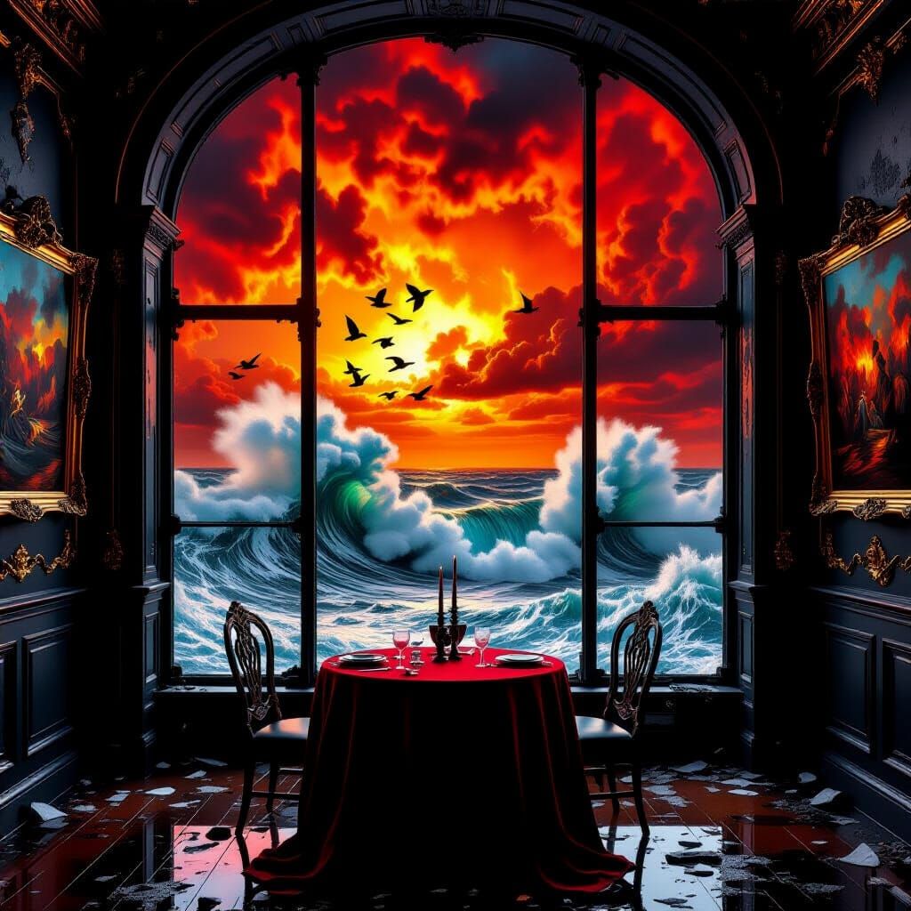 Decaying Room Facing Cataclysmic Ocean Storm