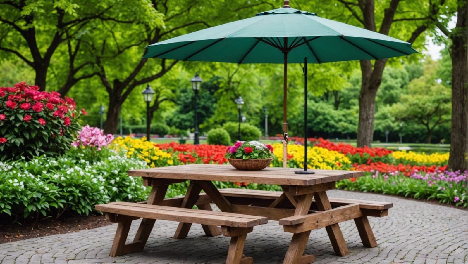 Botanical Garden Picnic Table in Hyperrealism