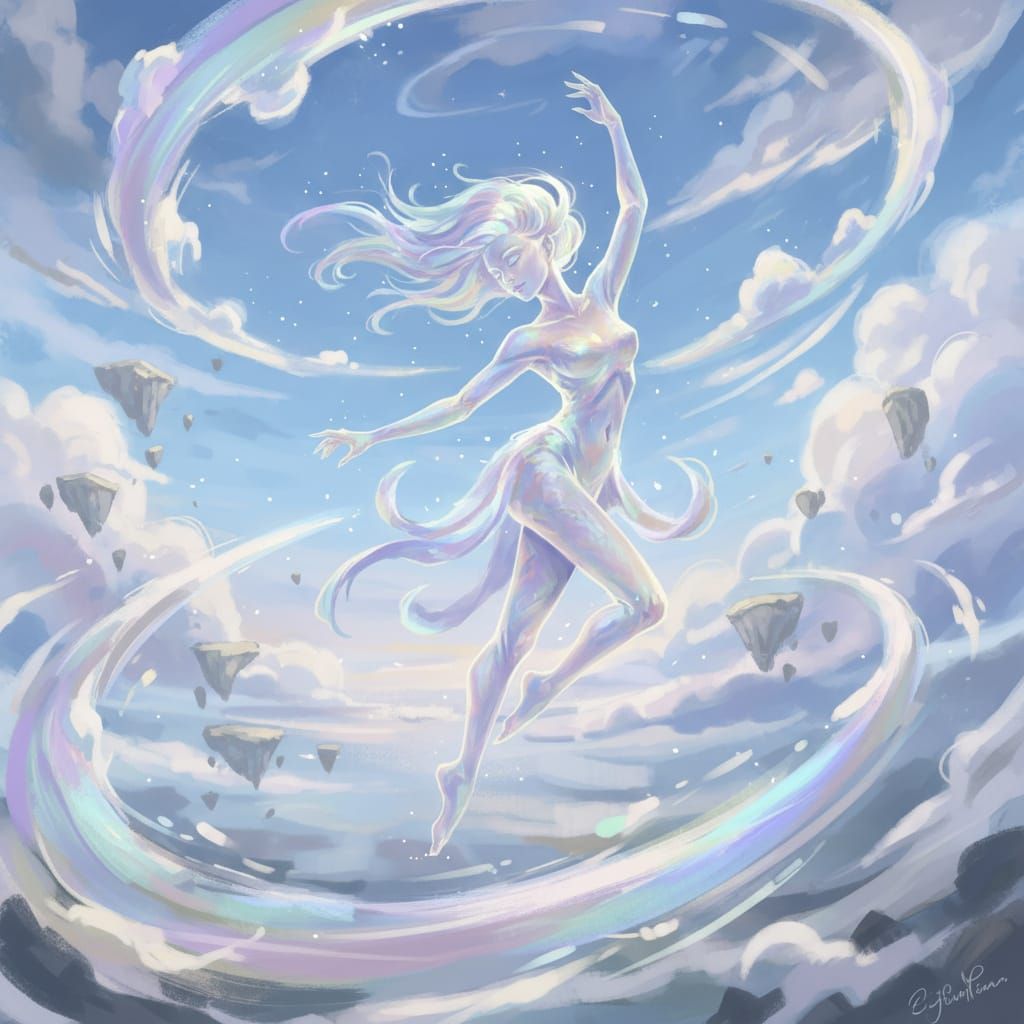 Ethereal Air Elemental in Whimsical Painterly Style