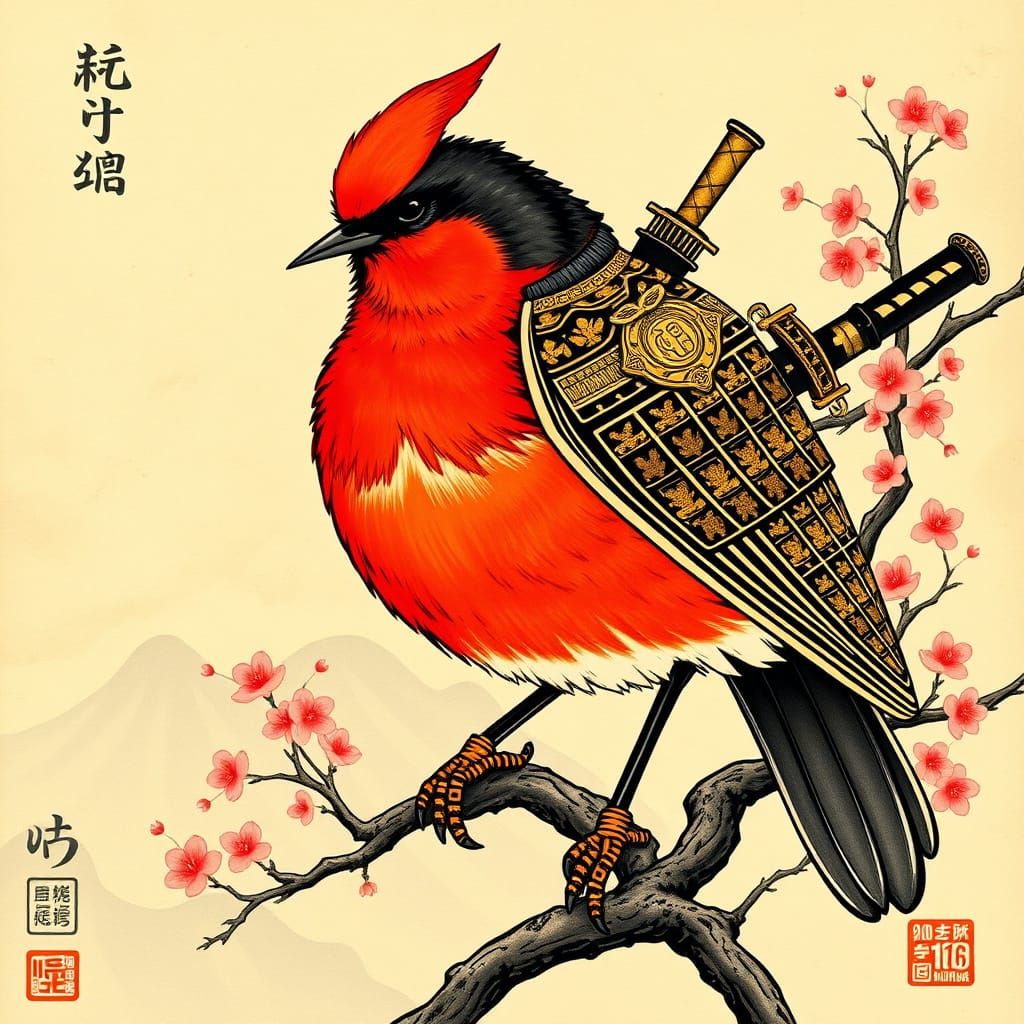 Robin Samurai in Ukiyo-e Style