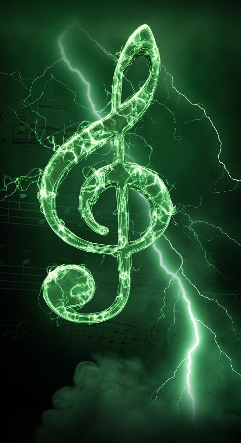 Electric Lightning Music Notes in Dark Knight Style