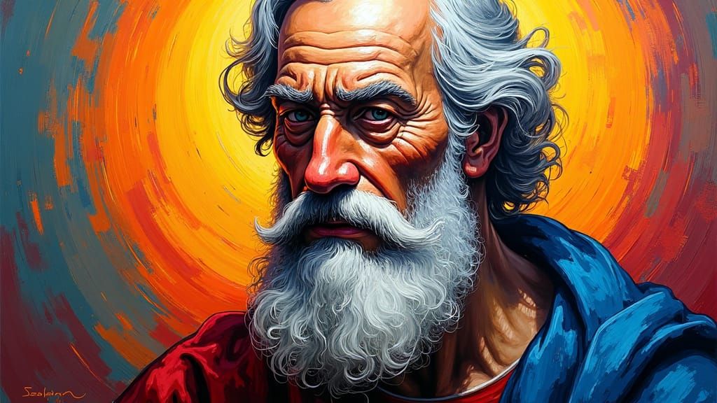 Abstract Portrait of Saint Andrew in Impasto Style