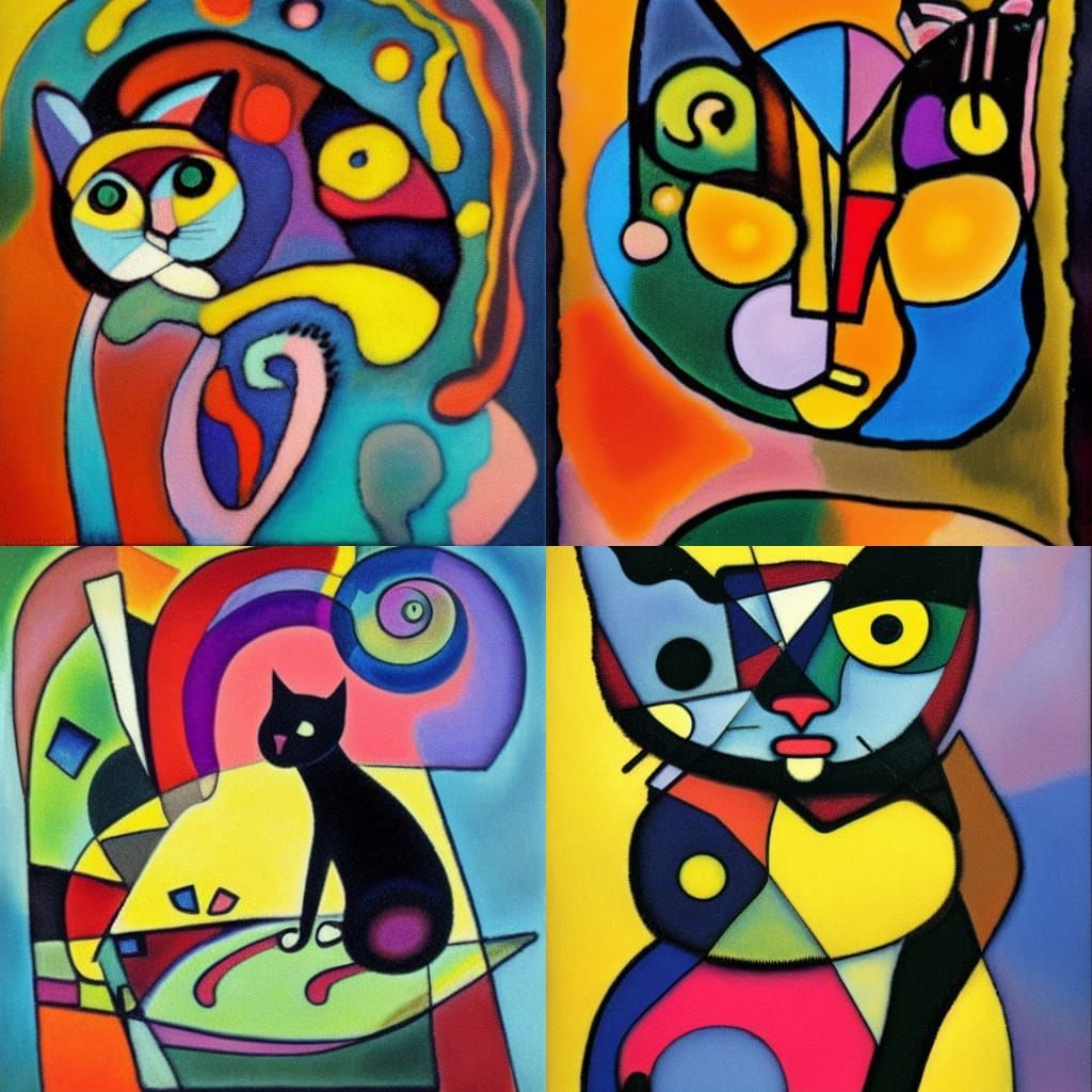 Abstract Cat Illustration in Kandinsky Style