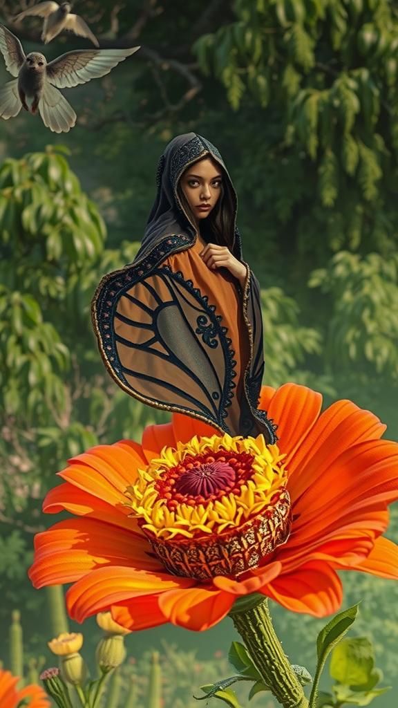 Mysterious Figure Dancing in a Wilderness Paradise