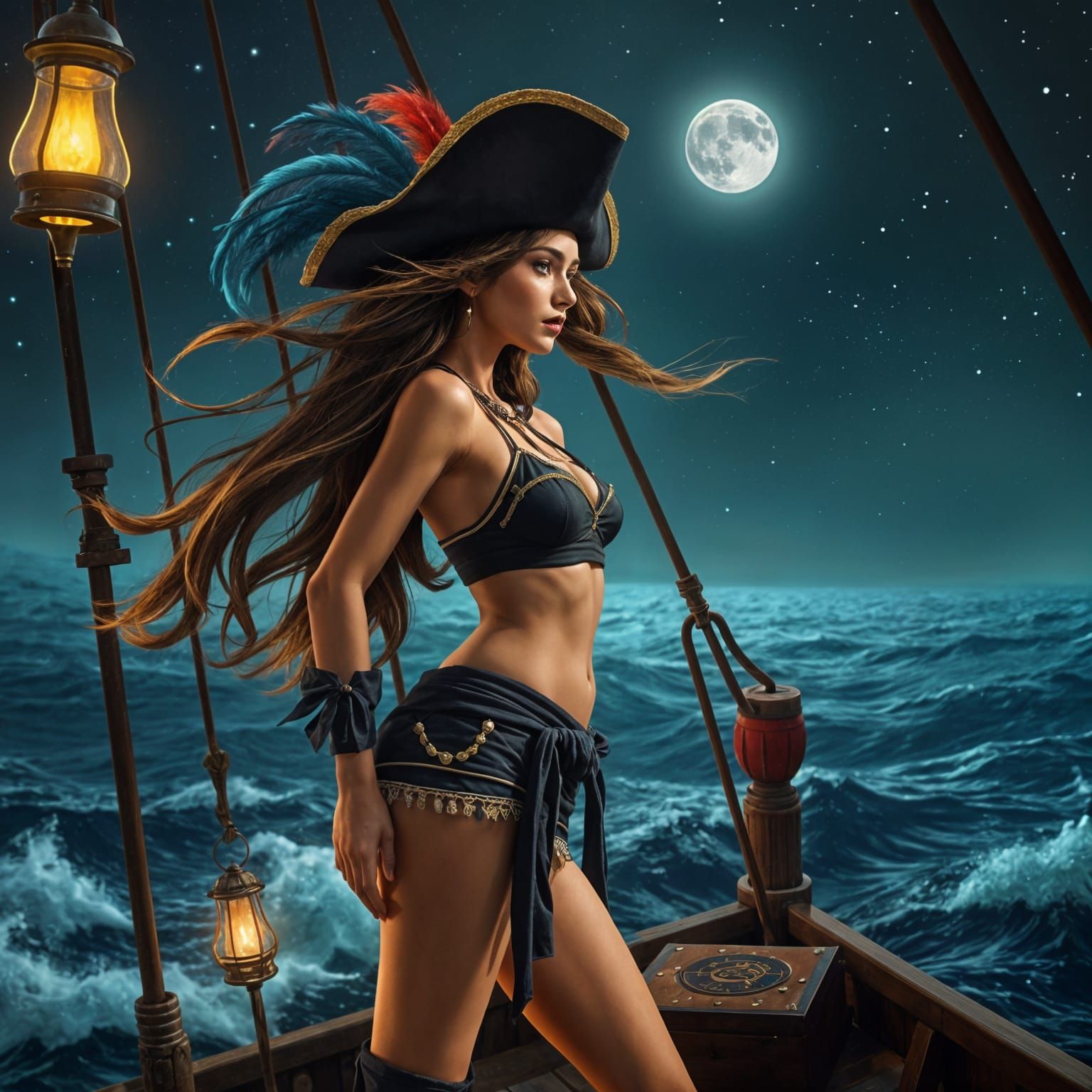 The Pirate queen cooling down above deck because it was just...