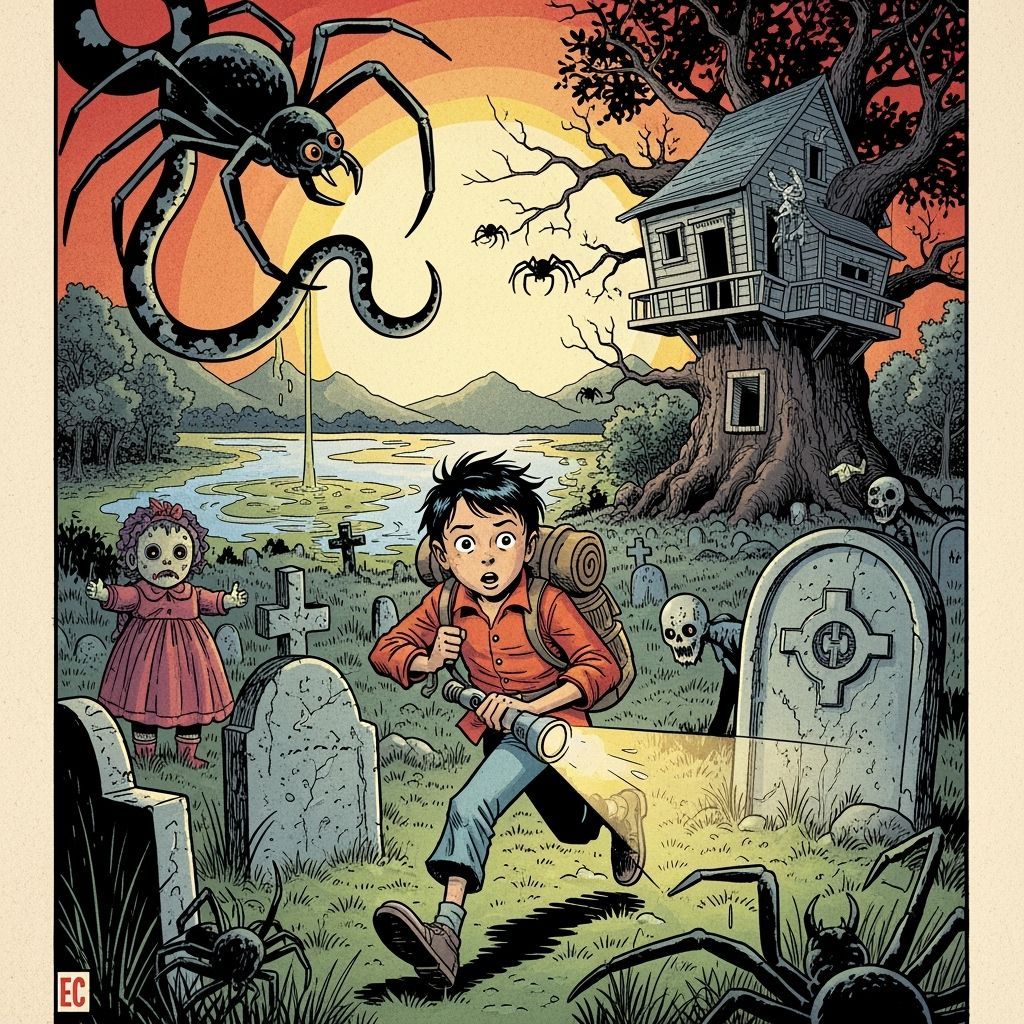 Fleeing Undead: Spooky Comic Book Adventure