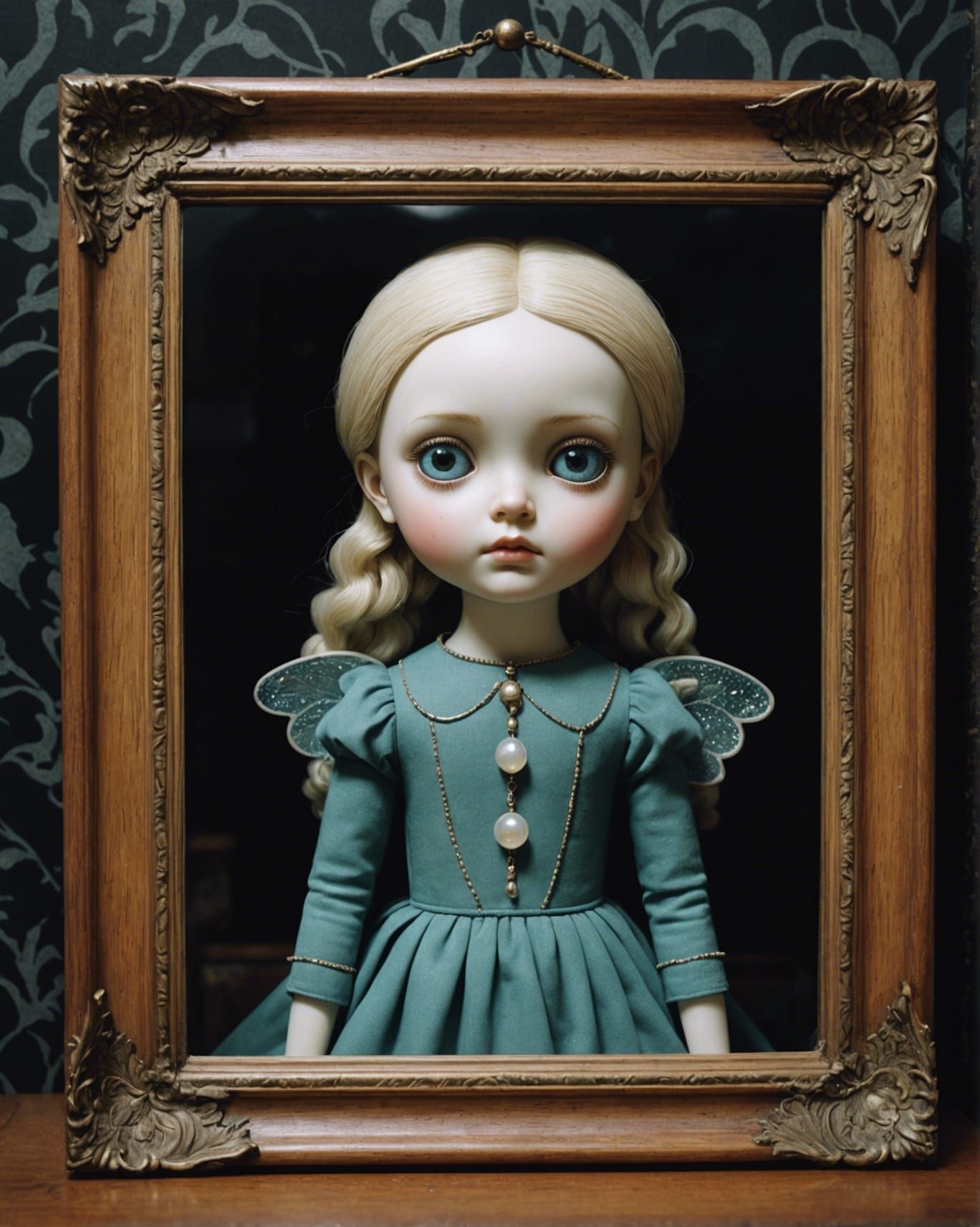 Glass Angel Doll in Haunted Dollhouse, Infrared Polaroid