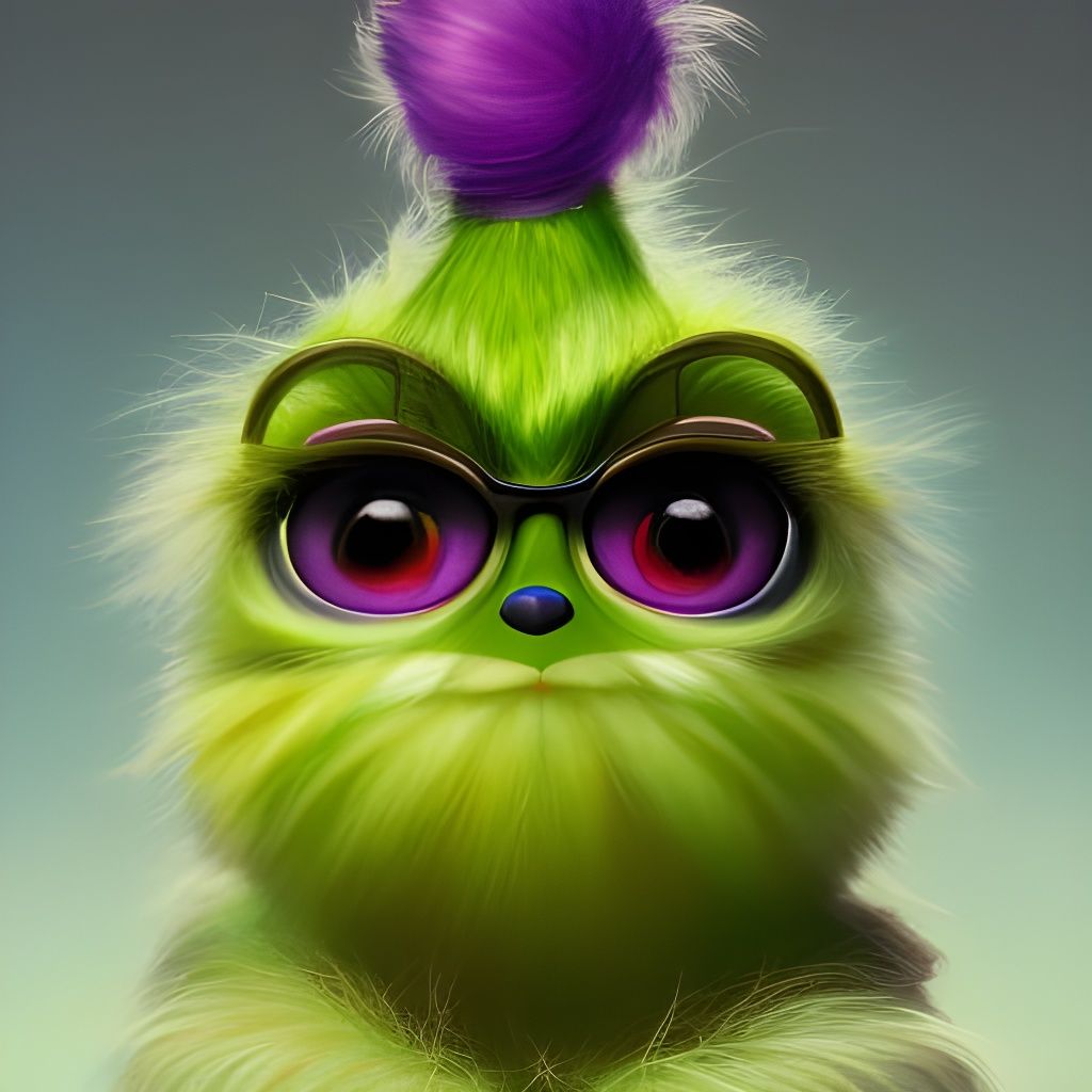 Hyperdetailed Furby Grinch Portrait in Digital Art Style