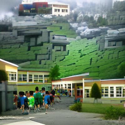 nostalgic elementary school in 2010 with kids running around...