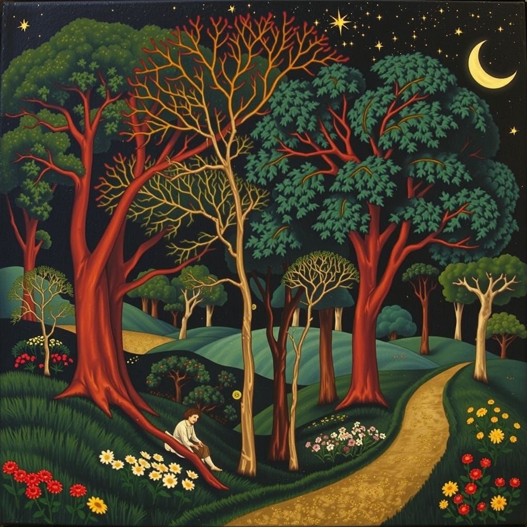 Vivid Landscape Painting in Klimt Style