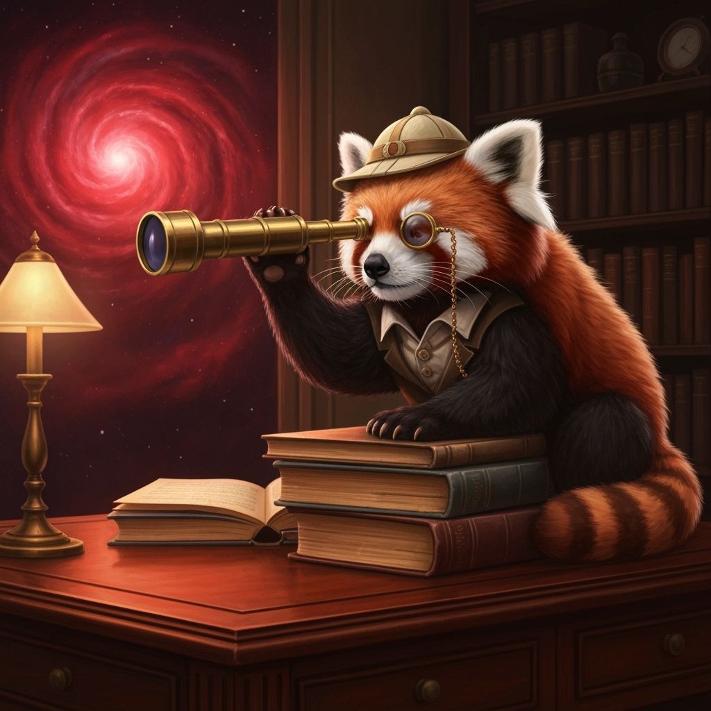 Victorian Red Panda Explorer with Telescope