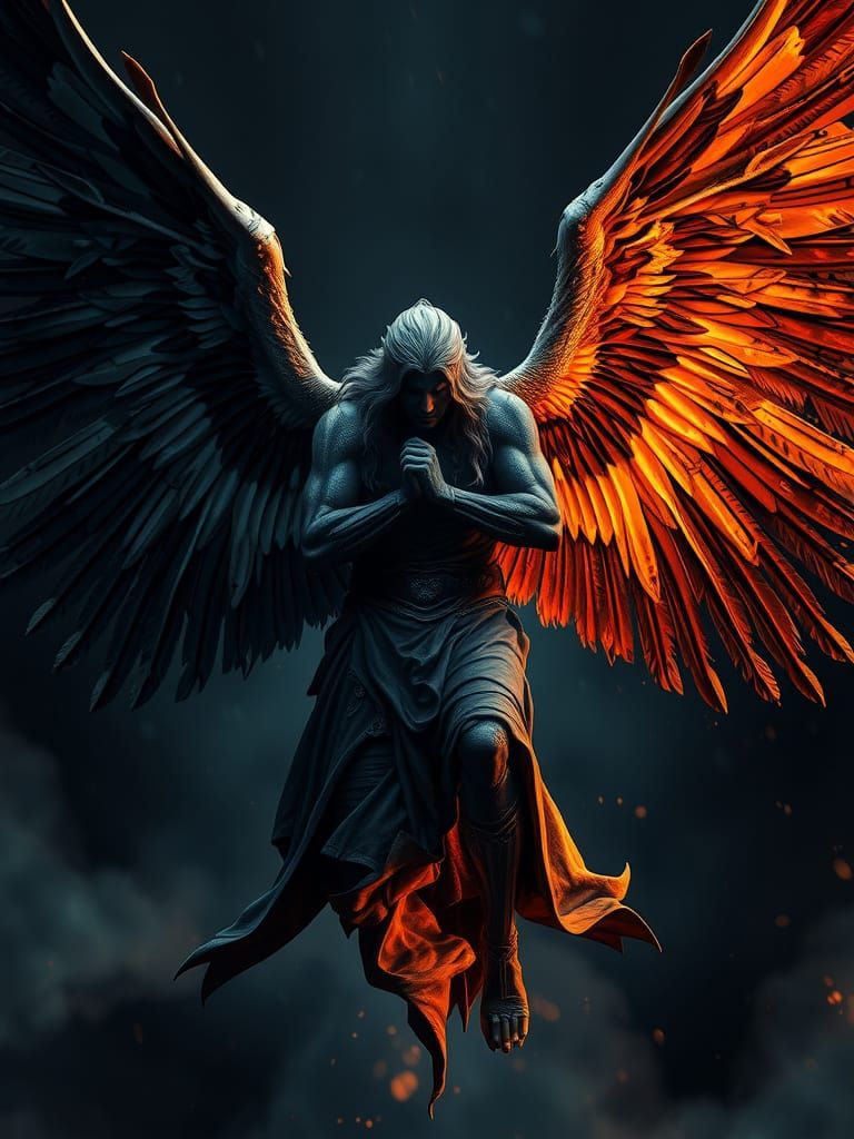 Dark Angel of Rebirth in Hyperrealistic HDR