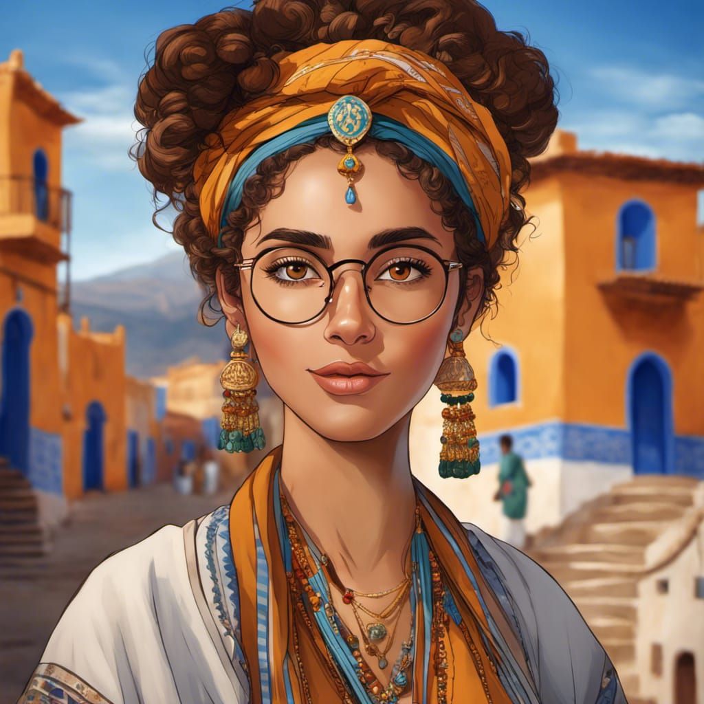 Anime Portrait of a Cute Moroccan Woman
