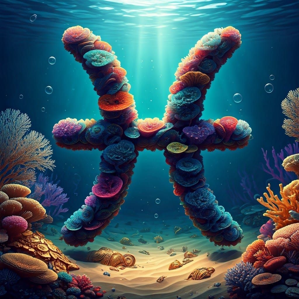 Hyper-Realistic Coral Reef Pisces Zodiac