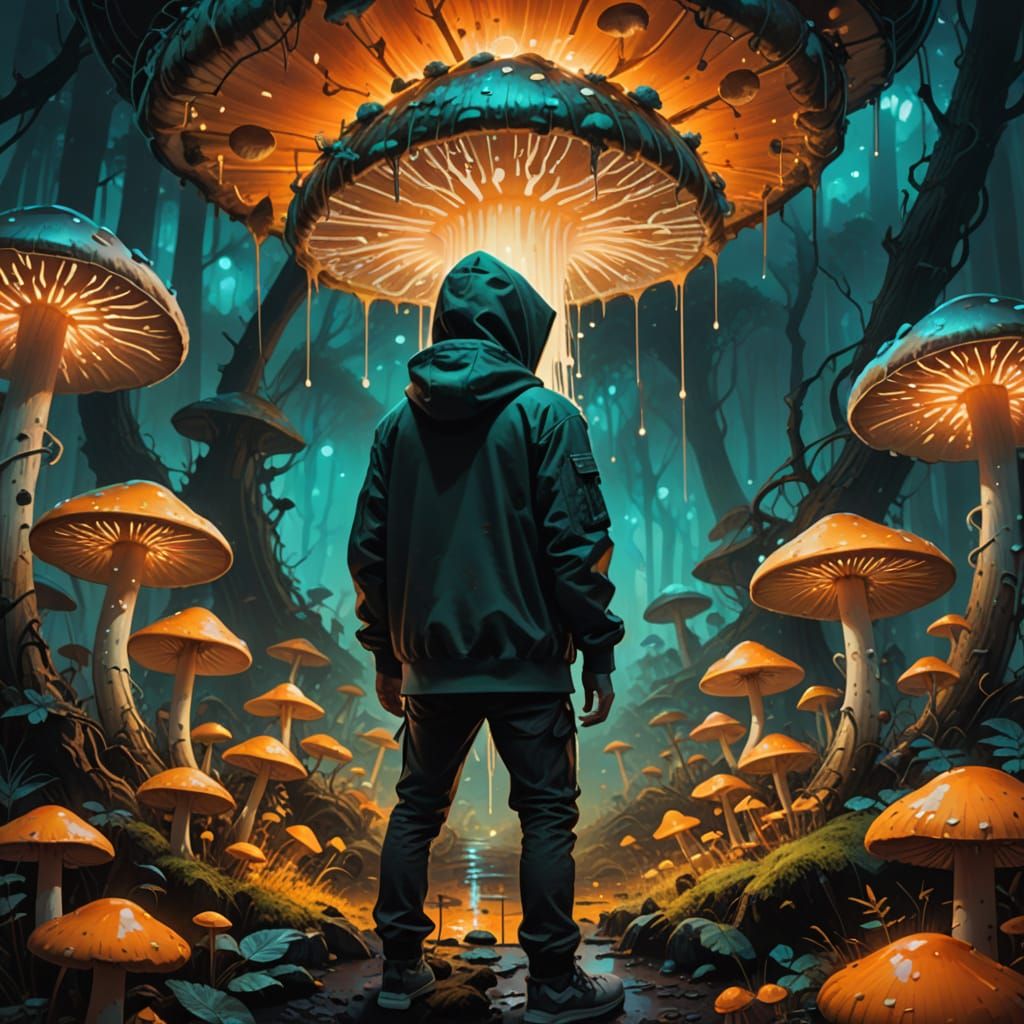 Mystical Mushroom Circle in Vibrant Earthy Tones