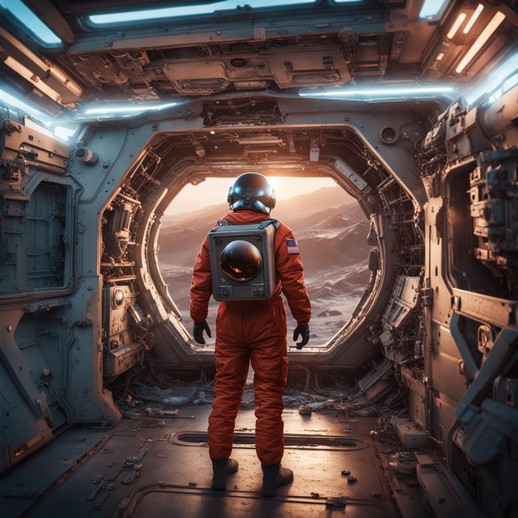 Astronaut Helmet in Detailed Fantasy Art