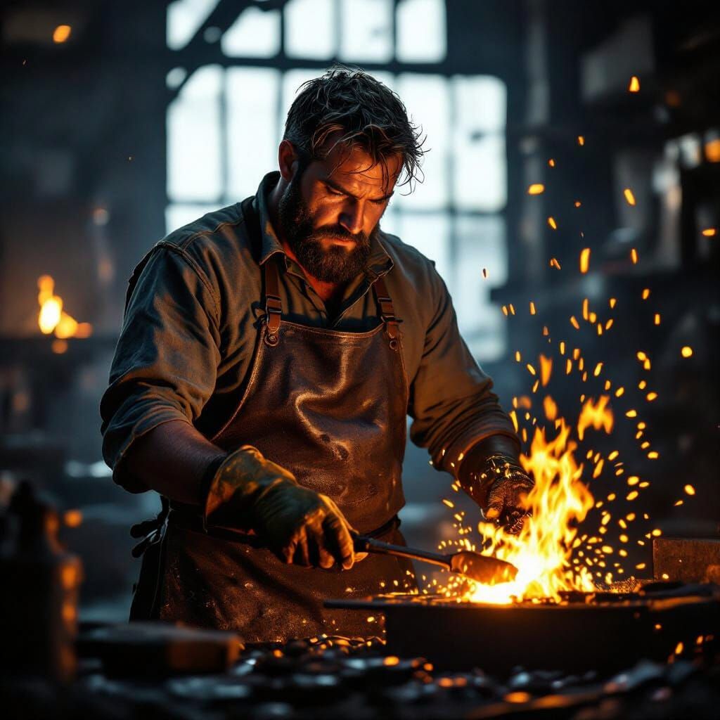 Flame Bearer Forging Steel with Epic Lighting