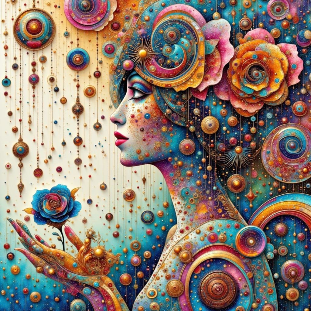 Ethereal Rainbow Haze with Celestial Clouds and Stars