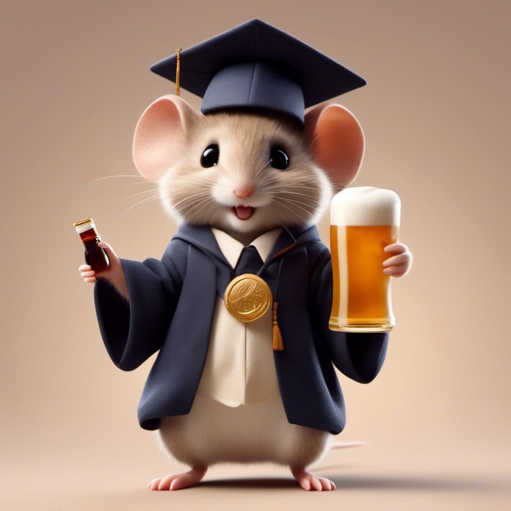 Maisy Mouse Celebrates Graduation with a Beer
