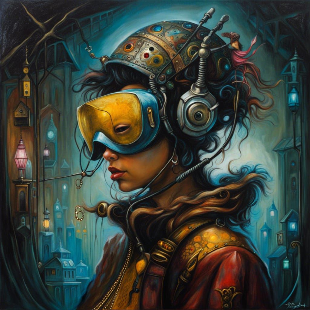 Cyberpunk Character in Surrealist Style