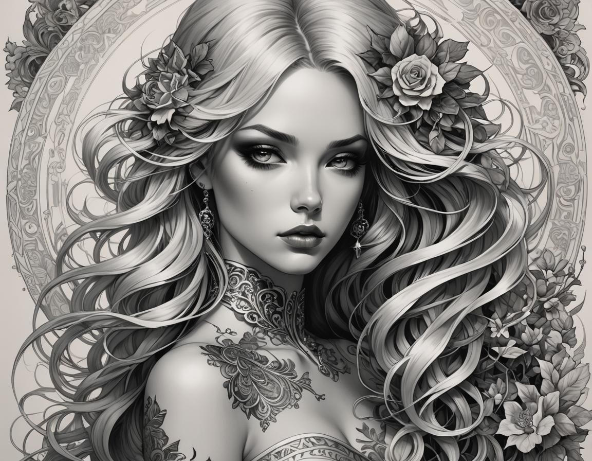 mesmerizing lady with flowing locks