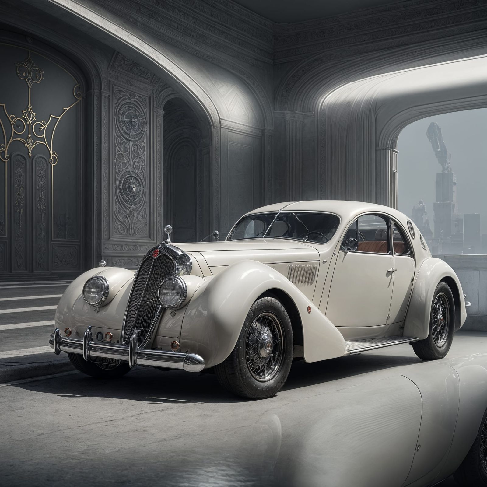 1940s White Bugatti Royale Coupé: Detailed Photography