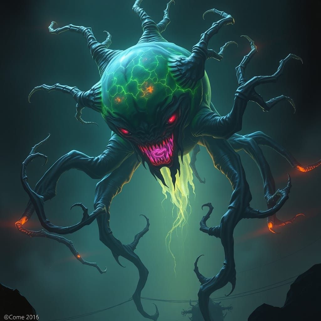 Ethereal Eldritch Horror Unleashed in Cyberpunk Realism