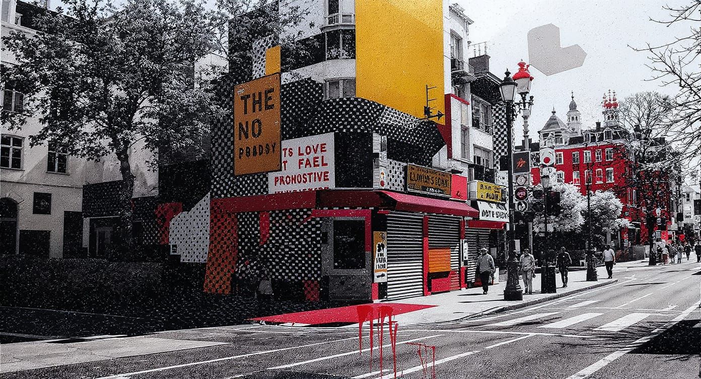 Surreal Cubist Collage of Urban Street Corners