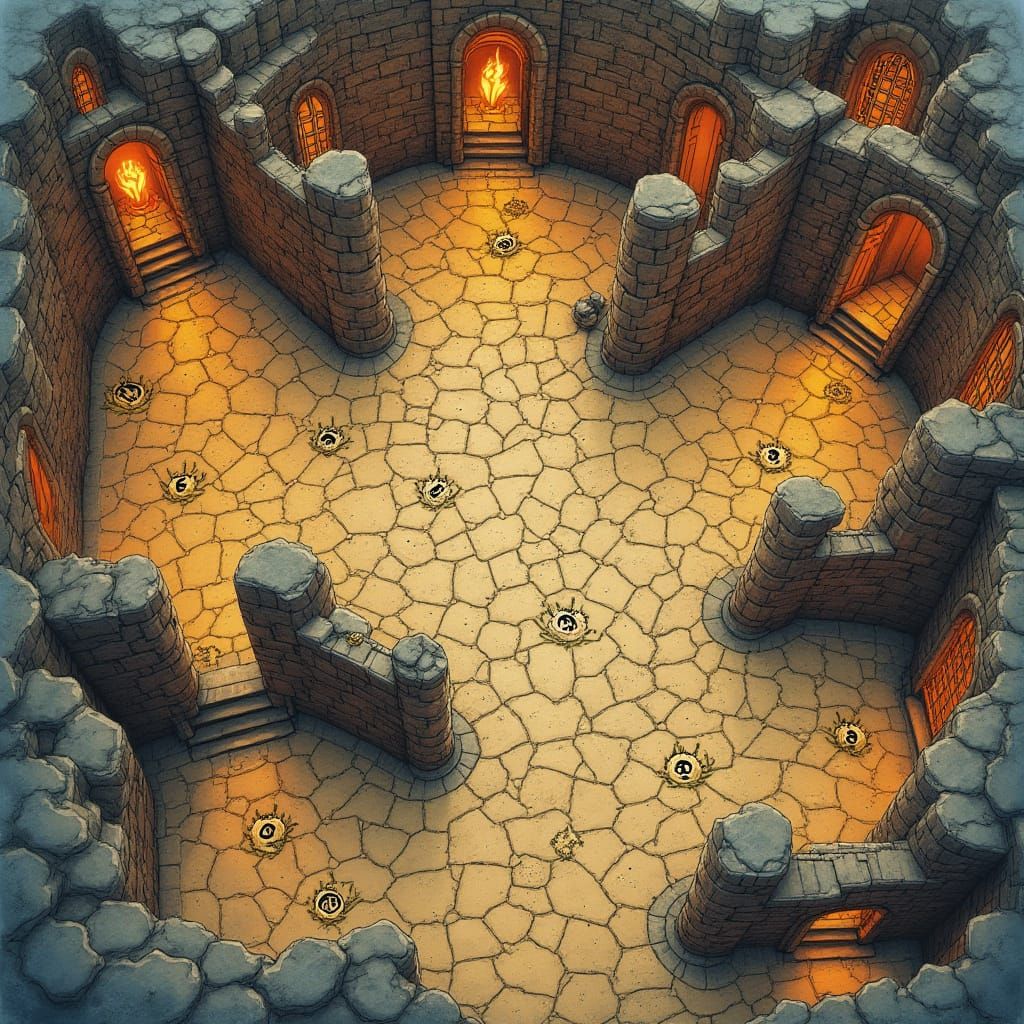 Surreal Dungeon Map Unfolds in Expressive Ink and Color