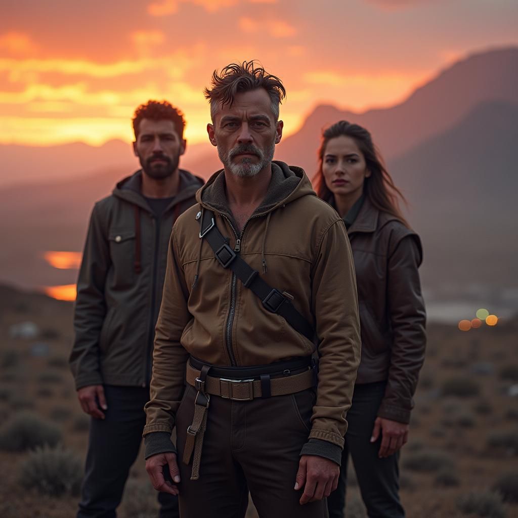 Travelers in an Otherworldly Landscape at Dusk