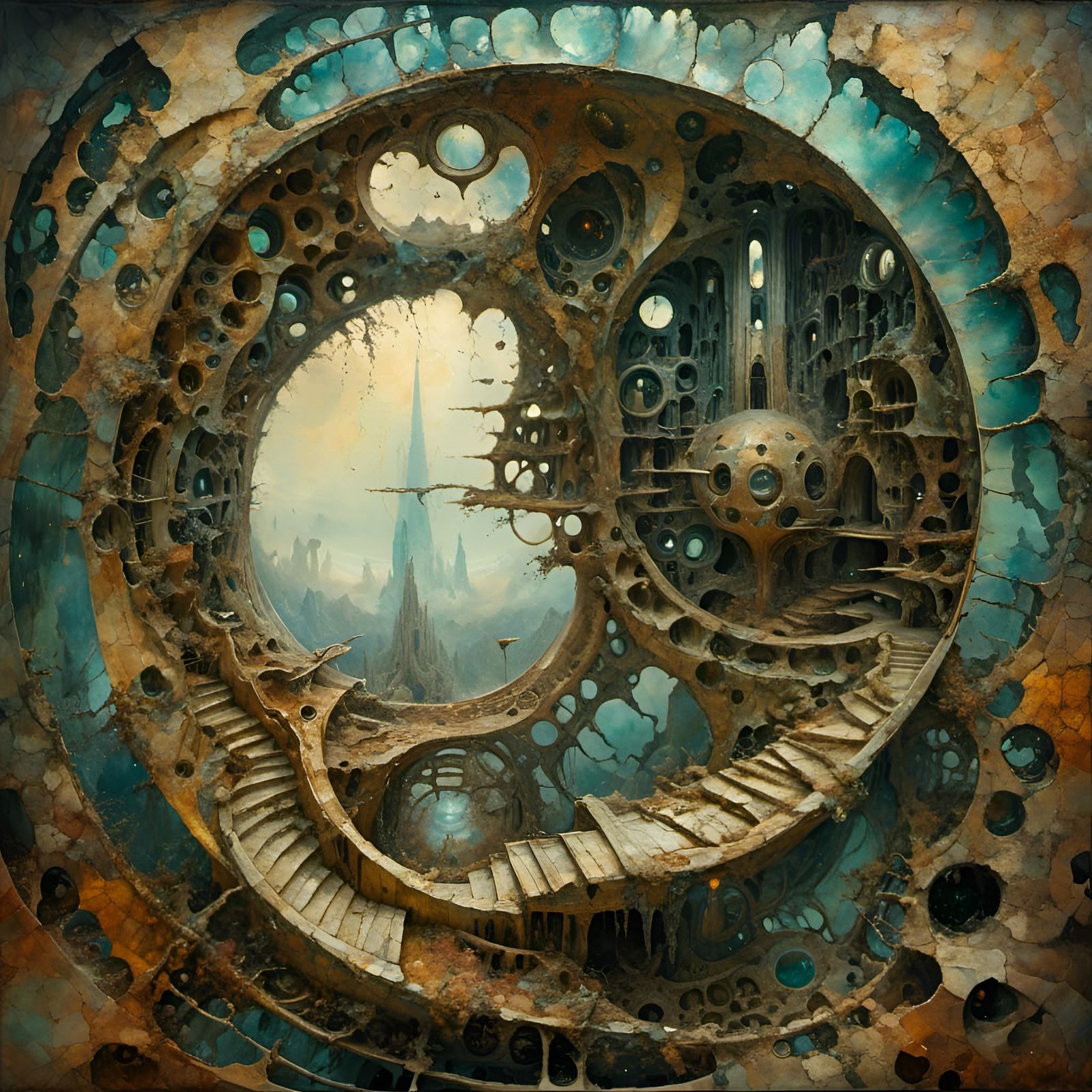 Hyperkraximalist Biomechanical Painting in Visionary Style