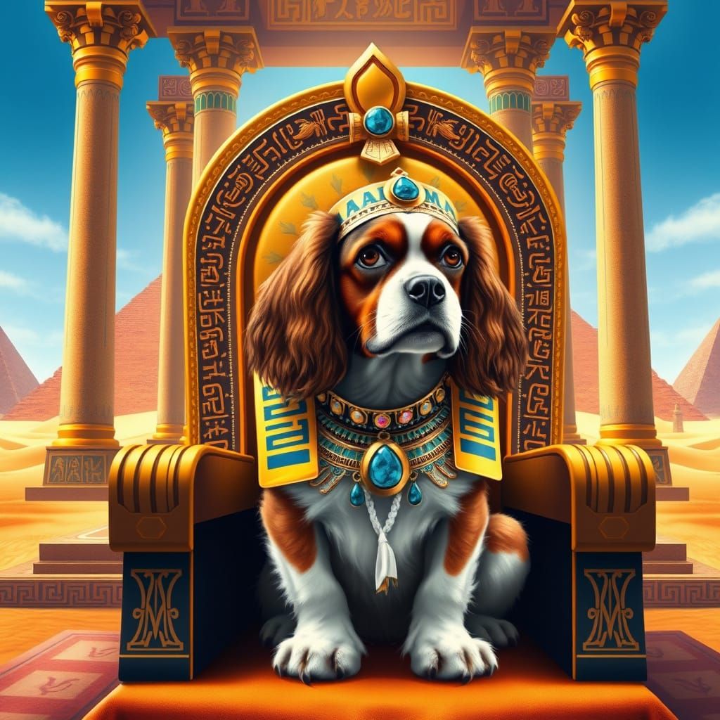 Cavalier King Charles Spaniel as Ancient Egyptian Pharaoh in...